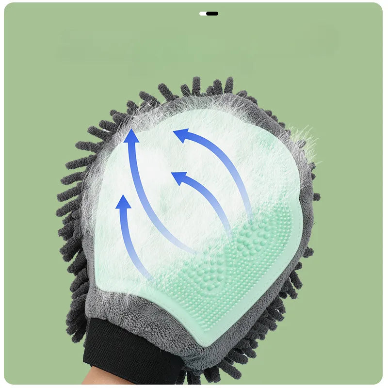 2 - In-1 Grooming Glove With Microfibre And Silicone - Gentle Massage And Efficient Hair Removal For Dogs And Cats