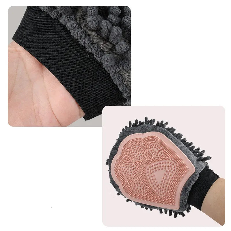 2 - In-1 Grooming Glove With Microfibre And Silicone - Gentle Massage And Efficient Hair Removal For Dogs And Cats