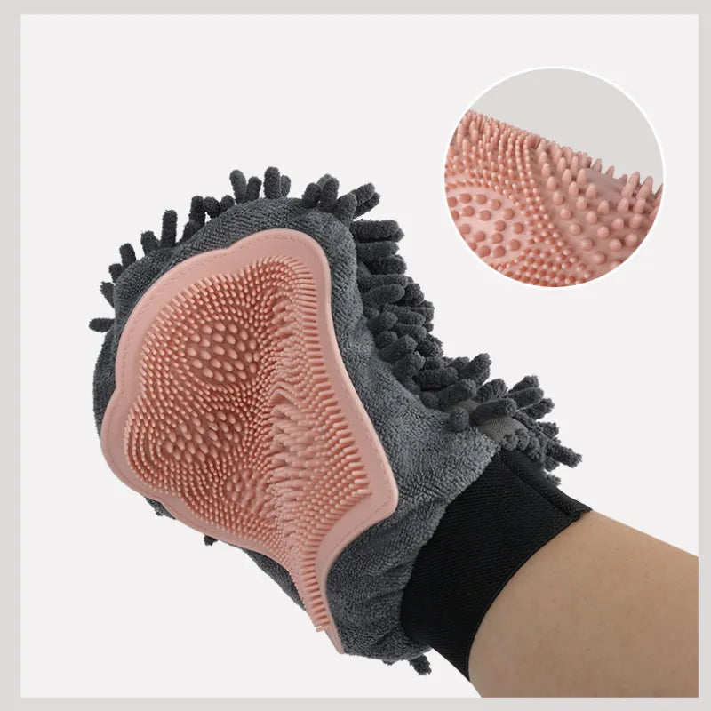 2 - In-1 Grooming Glove With Microfibre And Silicone - Gentle Massage And Efficient Hair Removal For Dogs And Cats