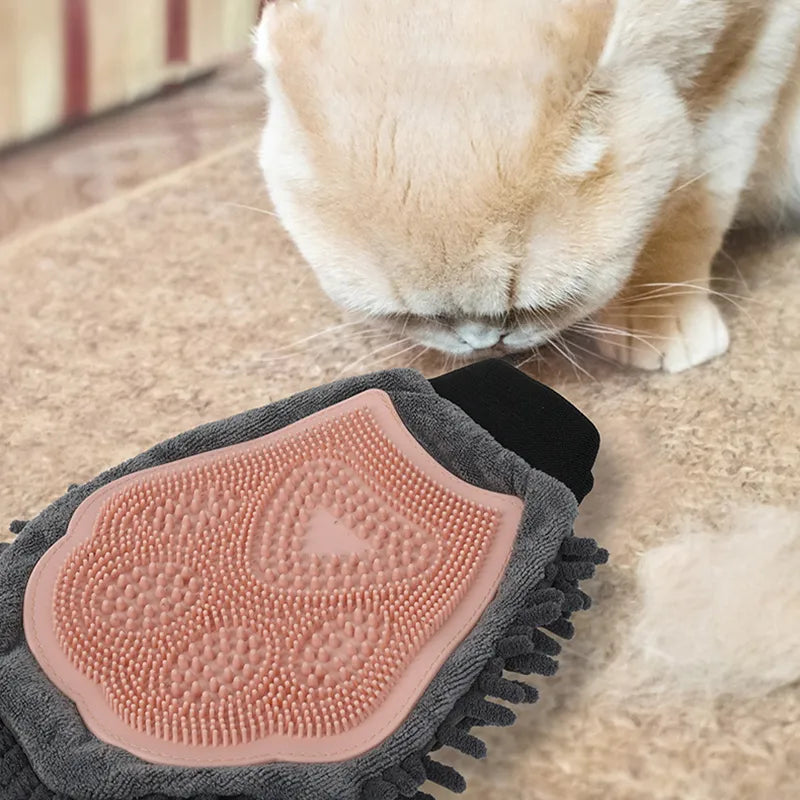 2 - In-1 Grooming Glove With Microfibre And Silicone - Gentle Massage And Efficient Hair Removal For Dogs And Cats