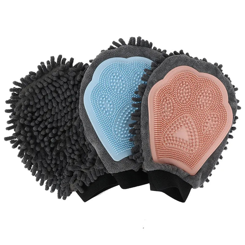 2 - In-1 Grooming Glove With Microfibre And Silicone - Gentle Massage And Efficient Hair Removal For Dogs And Cats